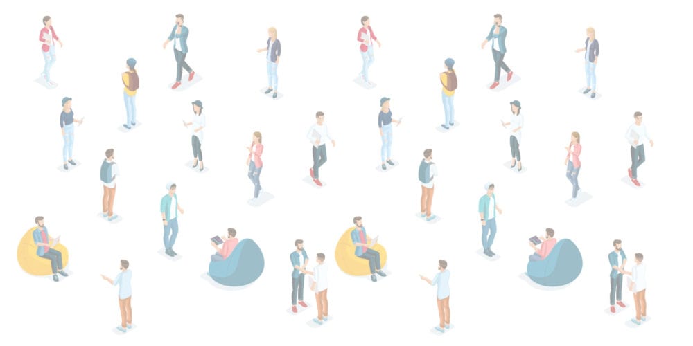 Cartoon of lots of people with white background